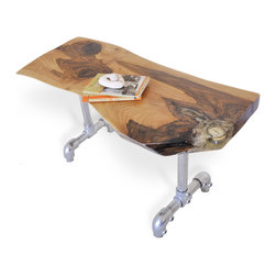 walnut, resin, fob watch and scaffold timepiece coffee table - Coffee Tables