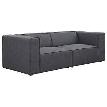 Mingle 2-Piece Upholstered Fabric Sectional Sofa Set, Gray