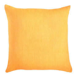 EUROPEAN FLAX LINEN PILLOW COVER &ndash; CANTALOUPE SQUARE - Decorative Pillows