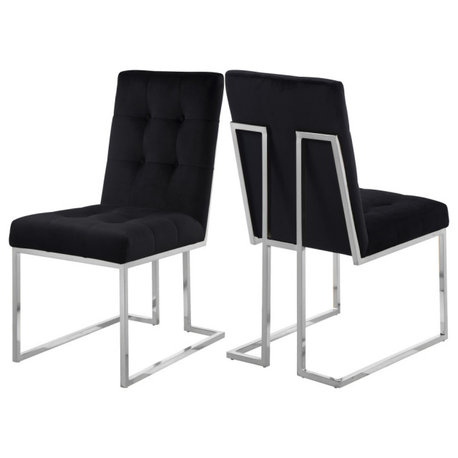 Alexis Velvet Upholstered Dining Chair (Set of 2), Black