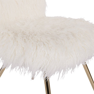 Julia Chair With White Fur and Gold Legs