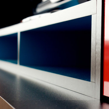 TV Wall Unit - Red and Blue Gloss