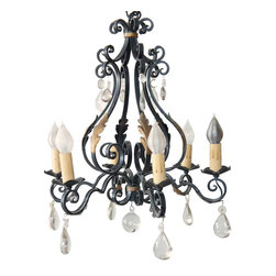 French Style Wrought Iron Six-Light Chandelier - Pendant Lighting