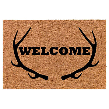 Coir Doormat Welcome Antlers Hunting (24" x 16" Small)