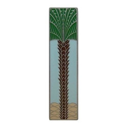 Inviting Home Inc. - Vertical Royal Palm Pull, Antique-Style Pewter-Pale Blue - Cabinet And Drawer Handle Pulls