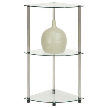 Designs2Go Classic Glass 3 Tier Corner Shelf