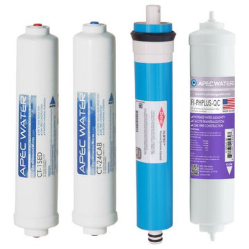 APEC pH+ Complete Replacement Filter Set for Countertop RO System (Stage 1-4)