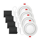 4" Integrated LED Ultra Slim Swivel Recessed Lighting Kit, White, Set of 4