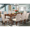 East West Furniture Dover 9-piece Wood Dining Set in Mahogany/Cream
