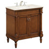 30" Single Bathroom Vanity Set With Porcelain Countertop and Sink, Brown