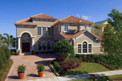 Inspiration for a mediterranean exterior home remodel in Tampa