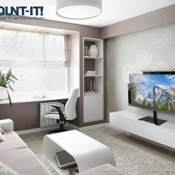 Universal Tabletop TV Stand Mount w/ AV Media Glass Shelf