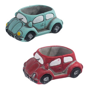 Orange VW Beetle Car Decor Pot Planter Glazed Pot Planters