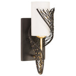 Varaluz - Flow One Light Wall Sconce, Matte Black/French Gold - Rhythmic and organic in her movement Flow presents a design that captivates. Hand-forged her intricate shapes intrigue the eye. Her two-tone finishes lend warmth and a touch of sheen. A plot to enthrall Flow is a true leading lady.