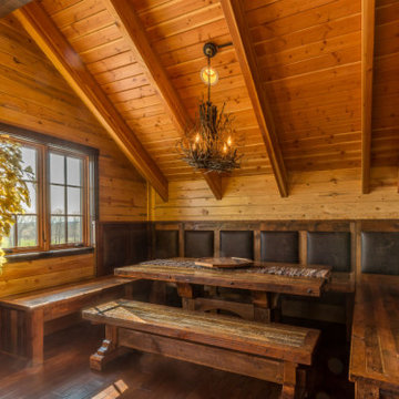 Rustic Dining Nook | Reclaimed Wood & Antler Chandelier