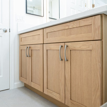 Modern Oak Vanity Bathroom | Bright Minimal Spa Design by The Cabination