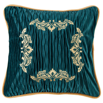 Velvet Embroidery Pillow, 18"x18"