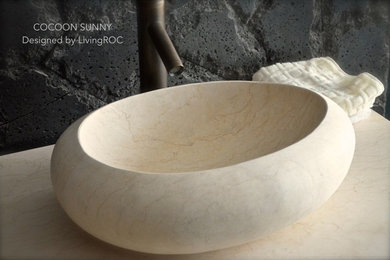 Vasque en pierre à poser marbre Égyptien oblongue : COCOON SUNNY 50x38x15cm