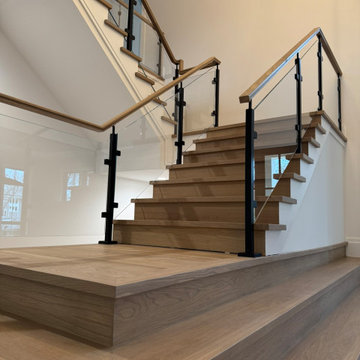 Project #132 | White Oak Staircase with Glass Balustrade