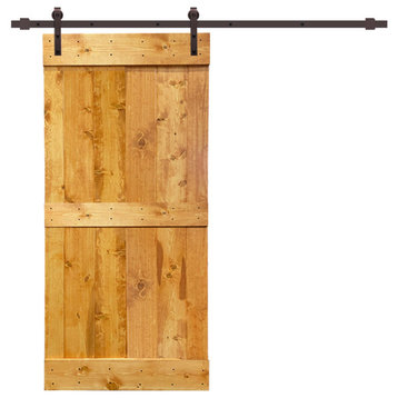 TMS Mid-Bar Barn Door With Black Sliding Hardware Kit, Colonial Maple, 24"x84"