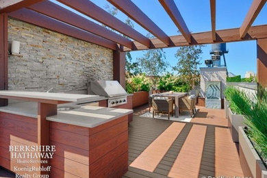 Inspiration for a contemporary rooftop outdoor kitchen deck remodel in Chicago