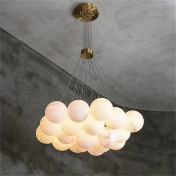 Alabaster Globe Ceiling Pendant Light, 13 Balls, 27"