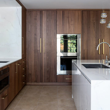 Tenafly Modern Walnut and Porcelain Kitchen