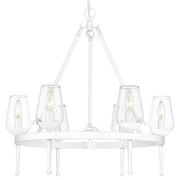 Regent 6-Light Chandelier in Textured White Plaster with Clear Glass