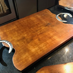 Tray # 18022 Reclaimed Walnut, Reclaimed Horse Shoes - Serving Trays