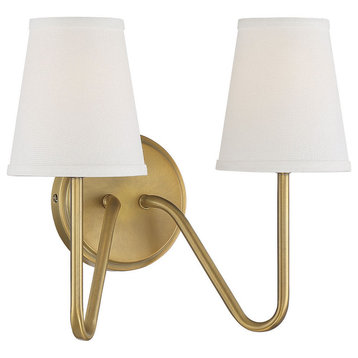 Trade Winds Lighting 2-Light Wall Sconce In Natural Brass