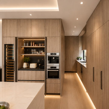 Modern Kitchen with Integrated Appliances and Custom Millwork