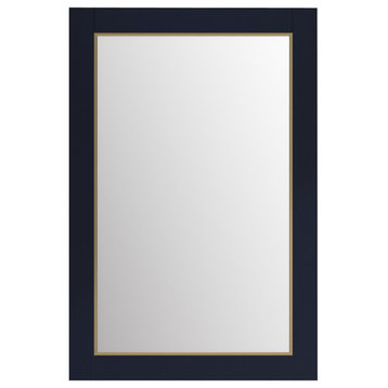 24"x36" Blue Mirror With Gold Metal Trim