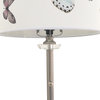 28" Crystal Buffet Lamp With Colorful Butterfly Shade, Brushed Nickel, Single