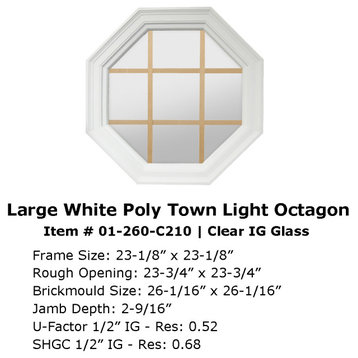 Large Four Season Town Light, White Poly, With Grille 2-9/16" Jamb