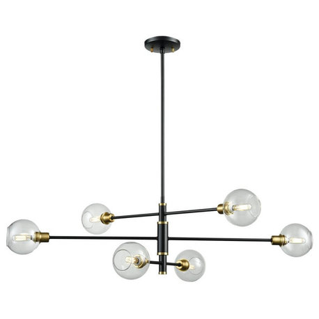 Ocean Drive 6-Light Linear Pendant, Venetian Brass and Graphite