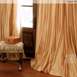 DrapeStyle - Striped Silk Dupioni Drapery in Caramel - Curtains