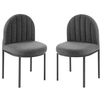 Isla Dining Side Chair Upholstered Fabric Set of 2, Black Charcoal