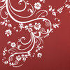 Swirl Flower Floral Wall Decal, White