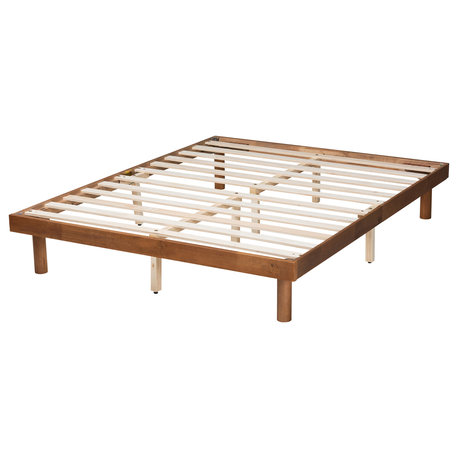 Maisy Walnut Brown King Size Platform Bed Frame