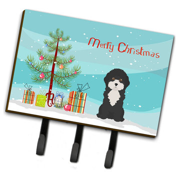 Black And White Cyprus Poodle Christmas Tree Leash Or Key Holder Hooks