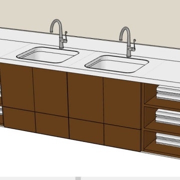 Master Bathroom Two Sink with Wardrobe 3D Design