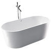 Aarhus White Acrylic Oval Freestanding Bathtub 60" L