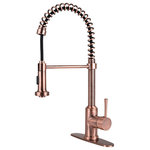 Italia Faucets - Fontaine by Italia Residential Spring Faucet With 2 Spray Heads and Deck Plate i - Bring industrial strength to your kitchen space with this solid spring coil pull-out kitchen faucet in antique copper by Fontaine by Italia.