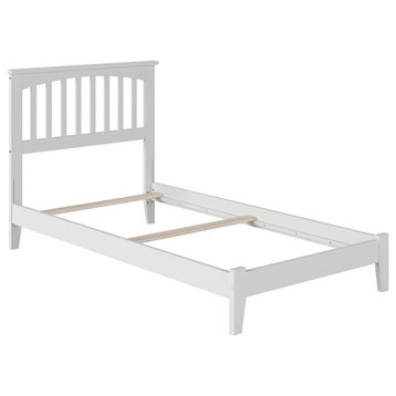 AFI Mission Twin XL Solid Wood Panel Bed with USB Charging Station in White