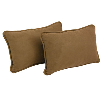 20"X12" Double-Corded Microsuede Back Support Pillows Set of 2, Saddle Brown