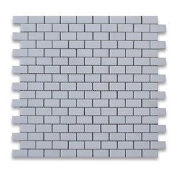Stone Center Online - Thassos White 5/8 x 1 1/4 Subway Brick Mosaic Tile Polished - Marble from Greece - Tile