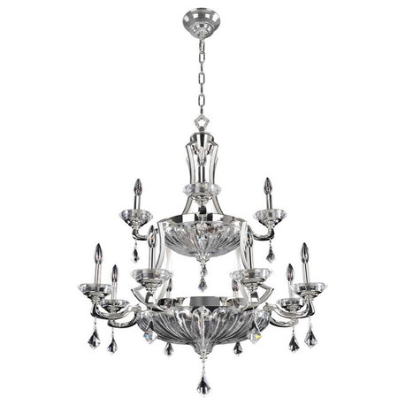 Allegri Orecchini 12 Light 36" Chandelier, Two Tone Silver