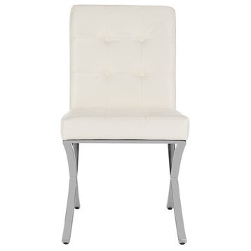 Slader Tufted Side Chair White Chrome Set of 2