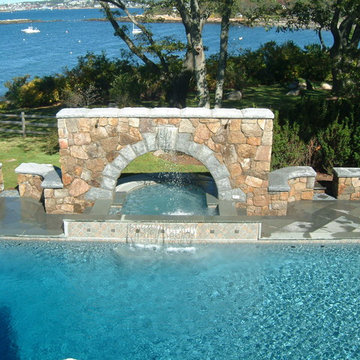 Pool with granite arch