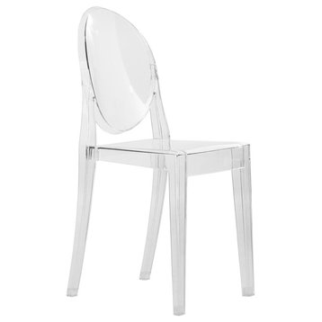 LeisureMod Marion Acrylic Modern Lucite Dining Side Chair in Clear